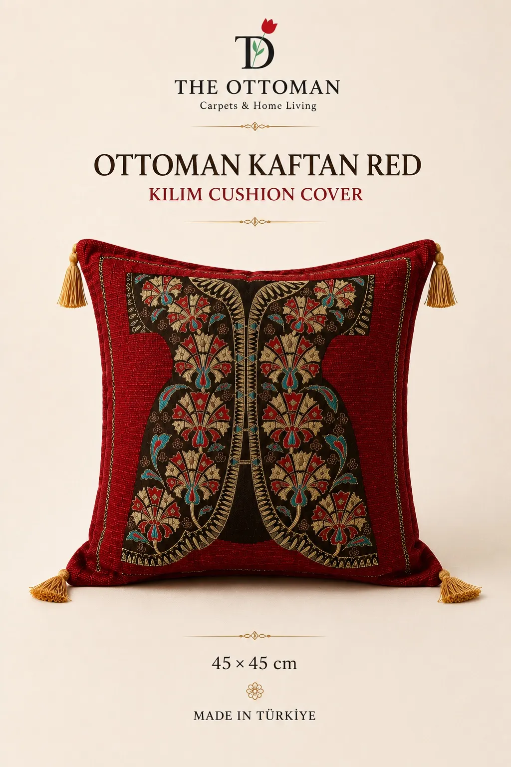 Ottoman Kaftan Red Kilim Cushion Cover