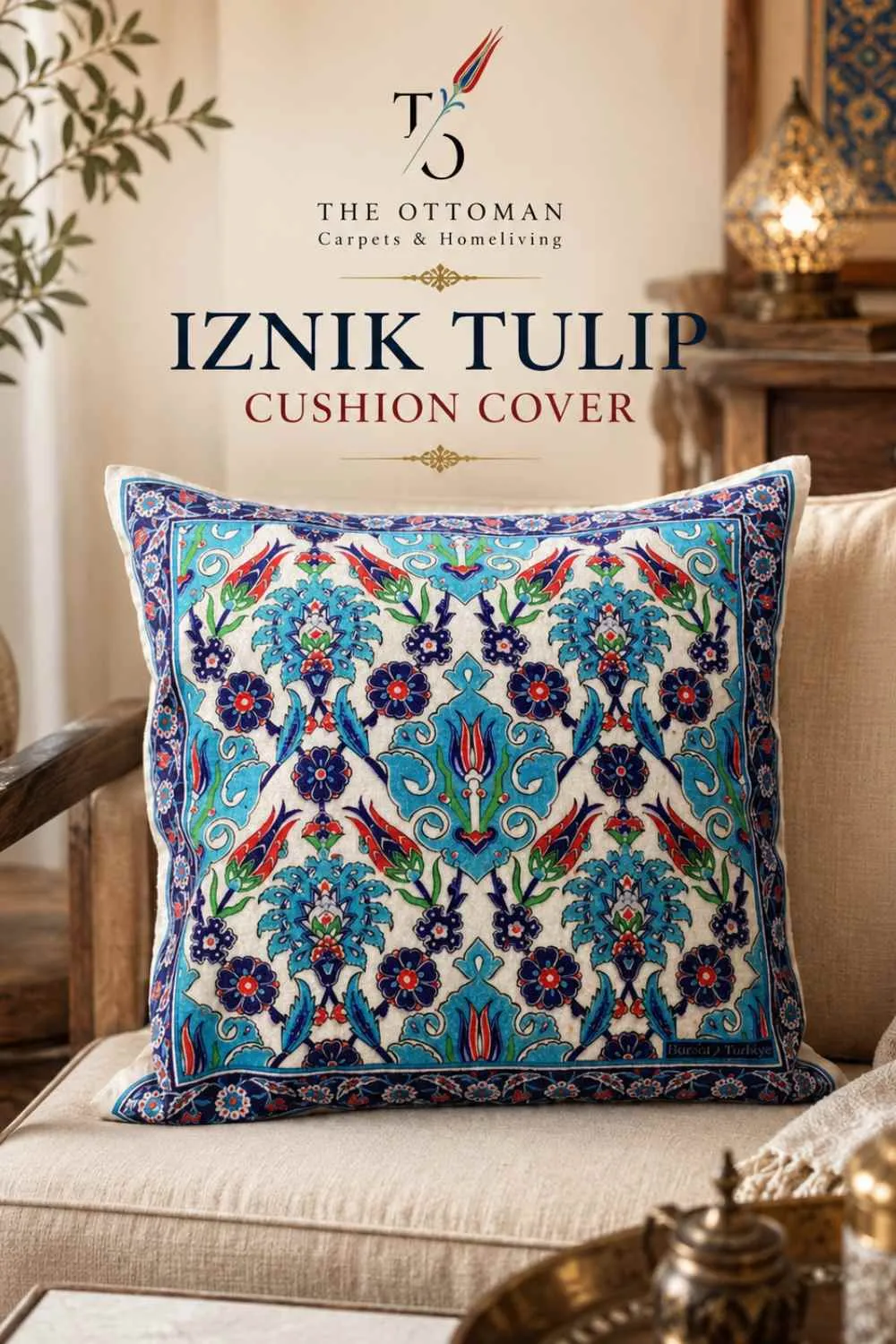 Iznik Tulip Cushion Cover