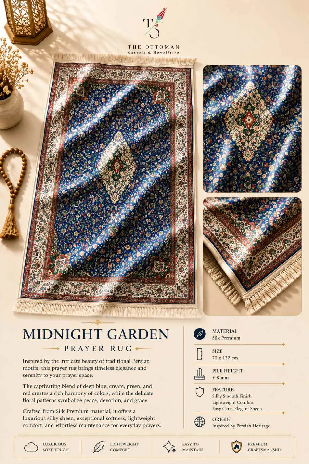 Midnight Garden Prayer Rug