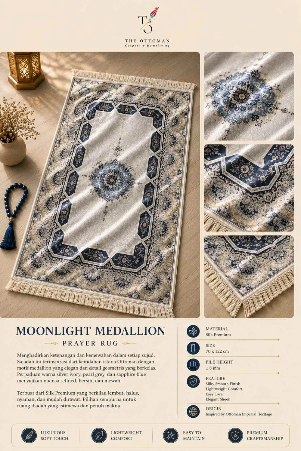 Moonlight Medallion Prayer Rug