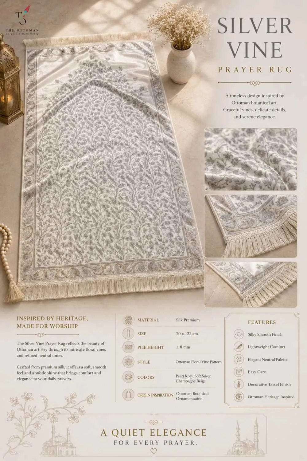 Silver Vine Prayer Rug