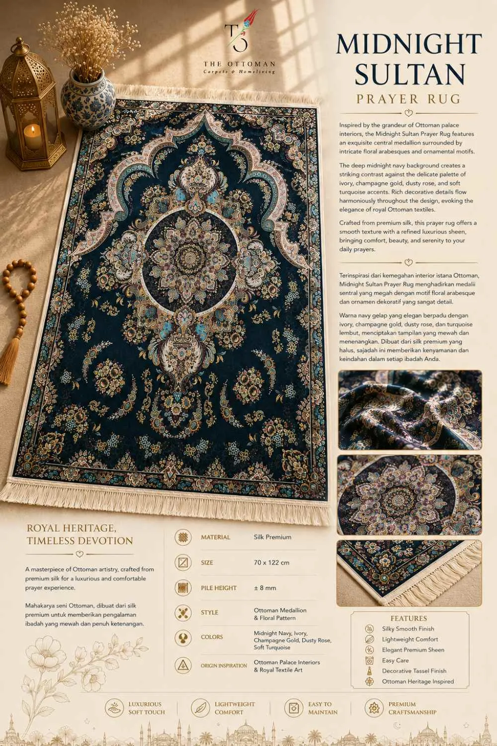 MIDNIGHT SULTAN PRAYER RUG