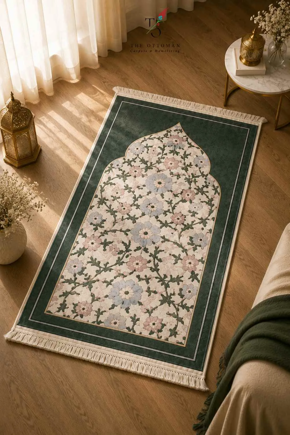 OTTOMAN BLOOM SILK ART PRAYER RUG
