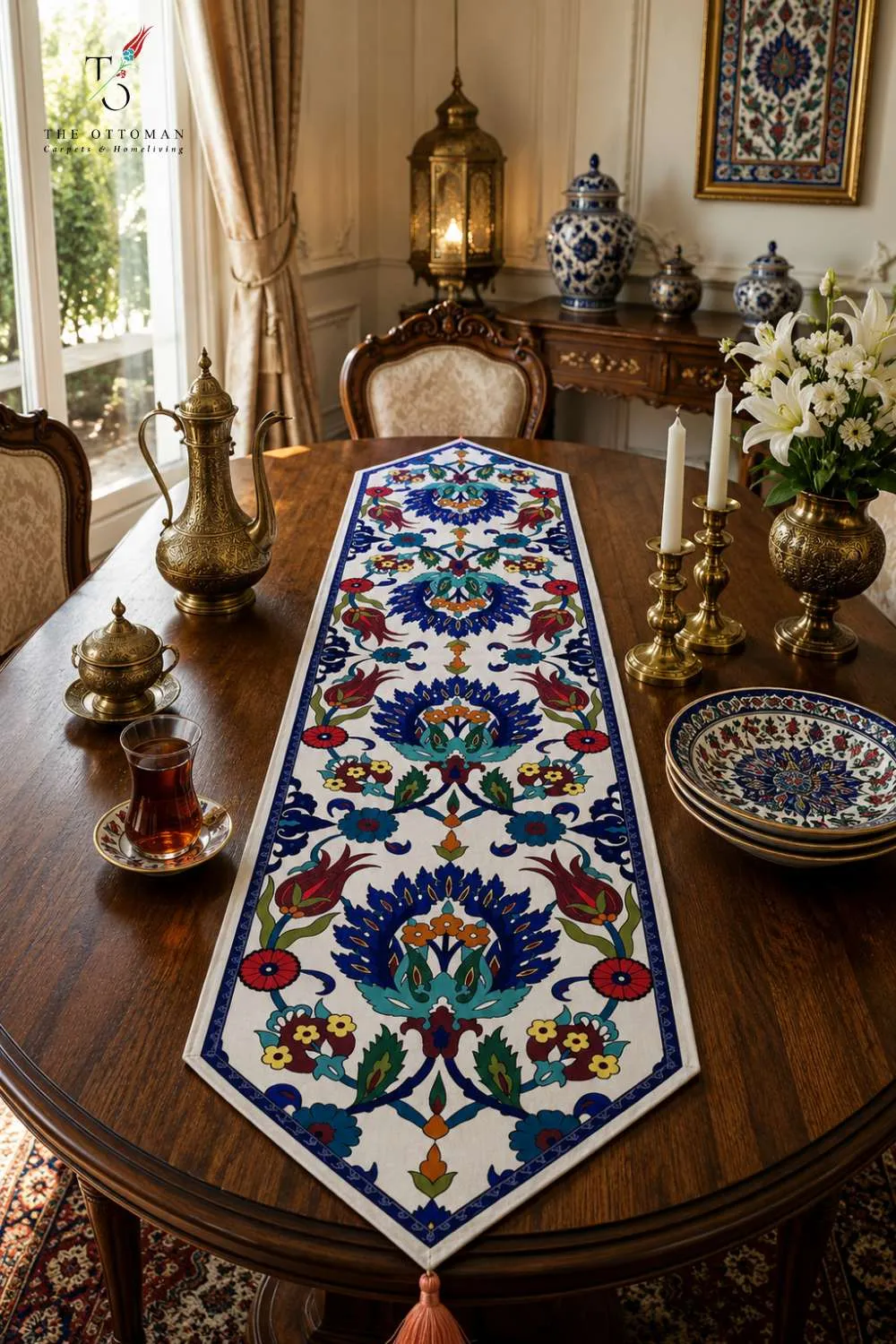 Iznik Sapphire Garden Table Runner