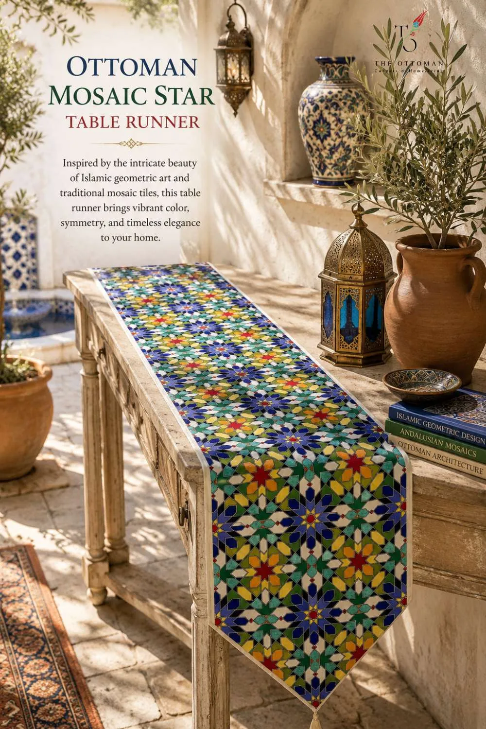 Ottoman Mosaic Star Table Runner