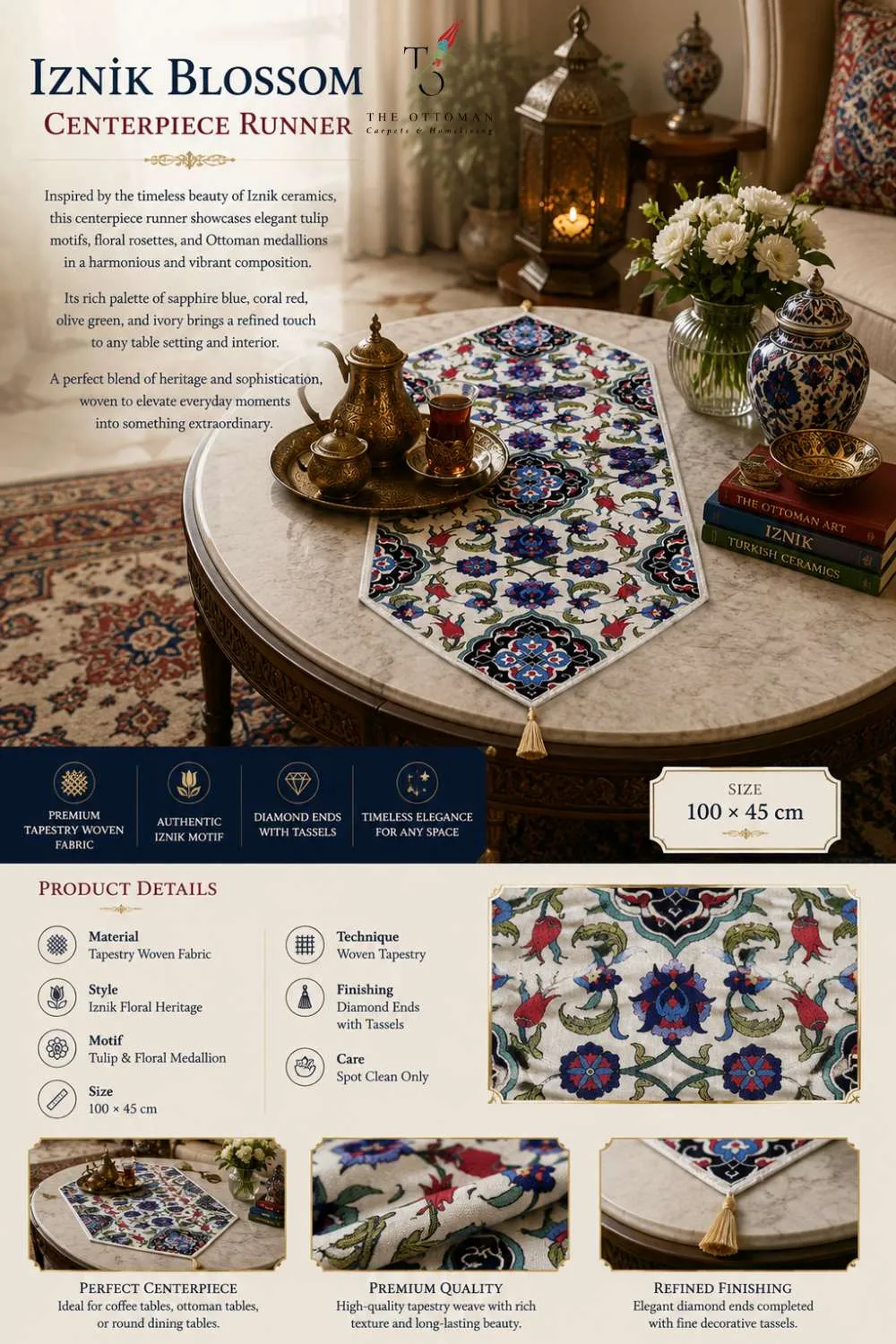 Iznik Blossom Centerpiece Runner