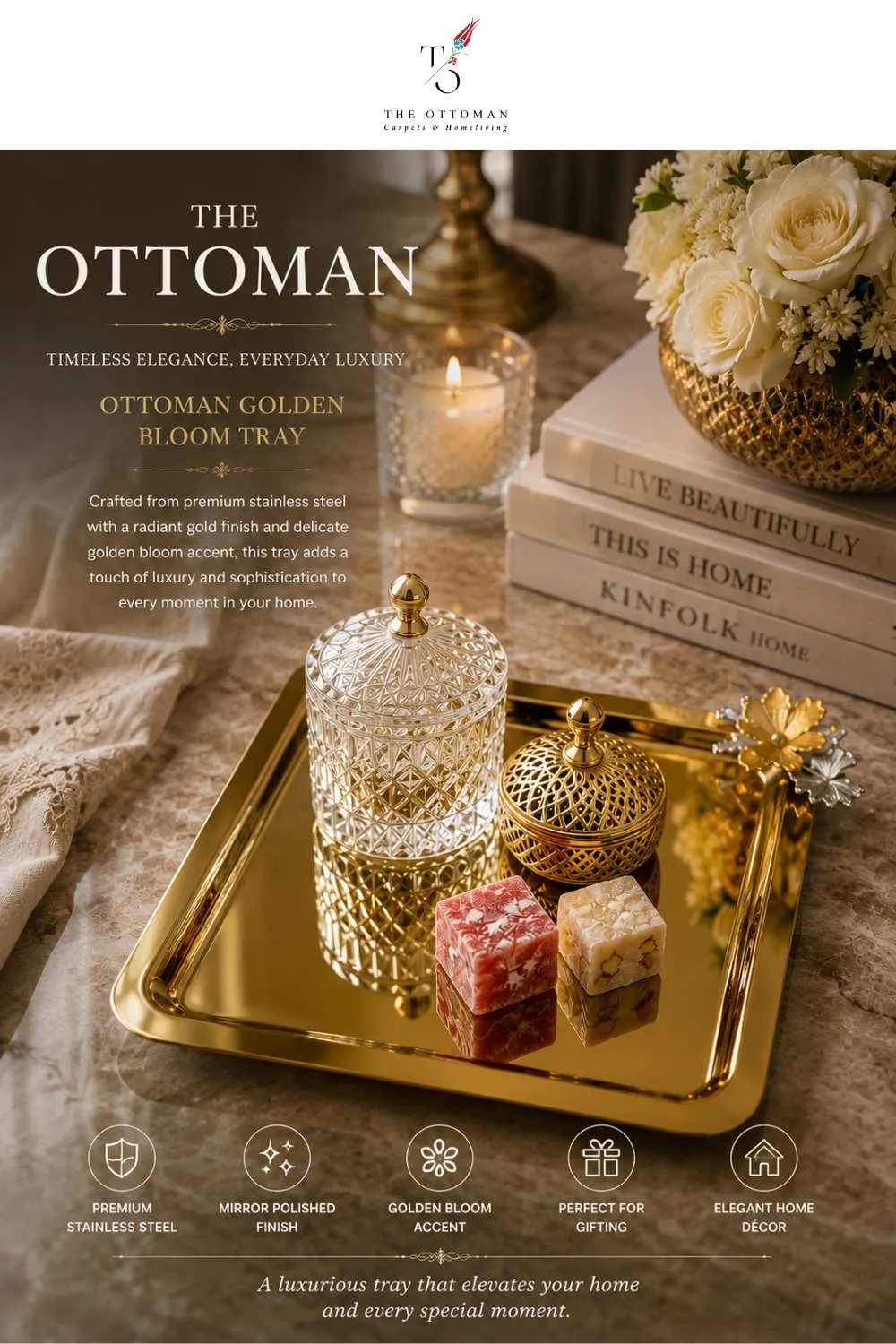 Ottoman Golden Bloom Tray