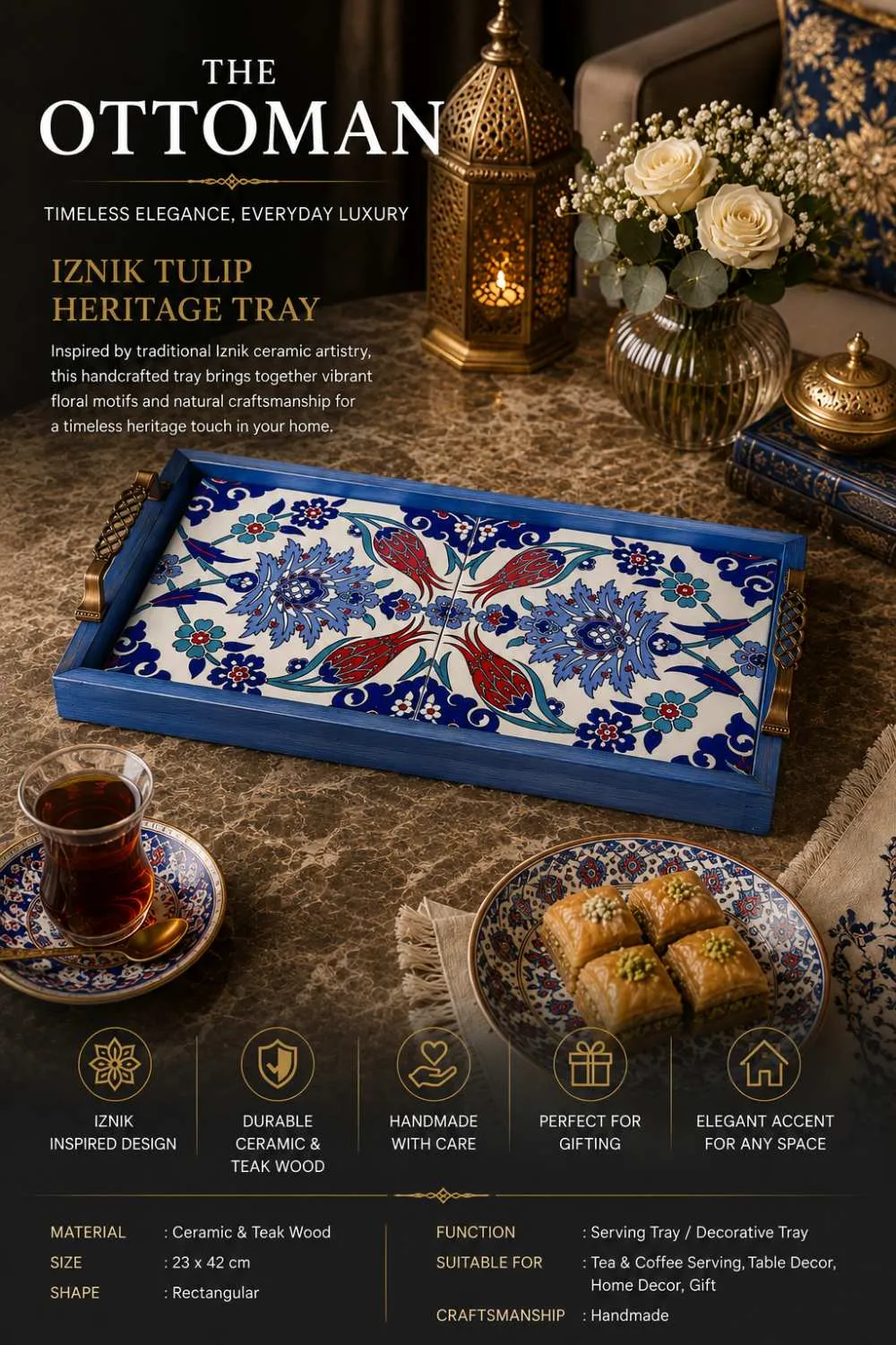 Iznik Tulip Heritage Serving Tray